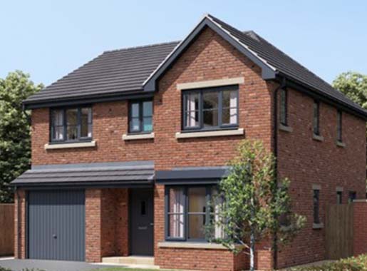 Exterior image of detached house on new development